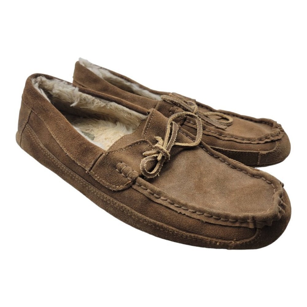 Eddie Bauer Shoes Mens Size 13 Edison Faux Fur Lined Moccasin Suede Slippers - Picture 1 of 11